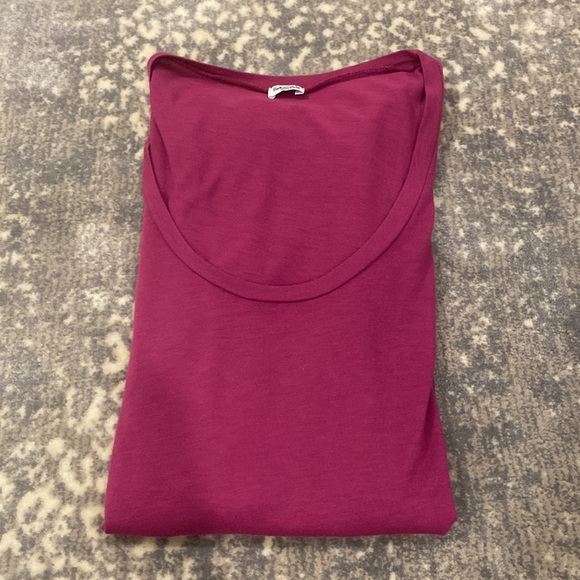 SPLENDID VERY SOFT LOW SCOOP NECK LONG SLEEVE T SHIRT DEEP PINK/ RASPBERRY - Picture 8 of 10
